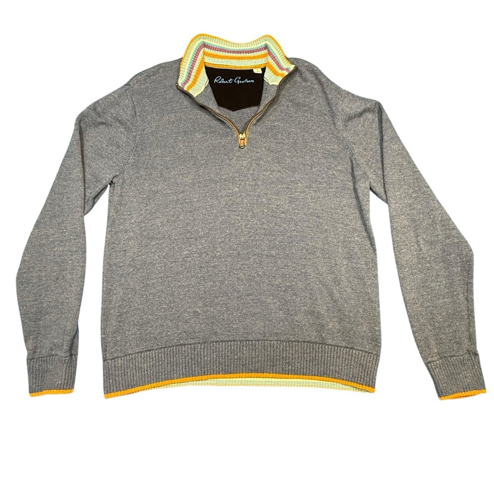 Robert Graham Large Knit Quarter Zip Sweater‎ in Cavalry Heather Denim